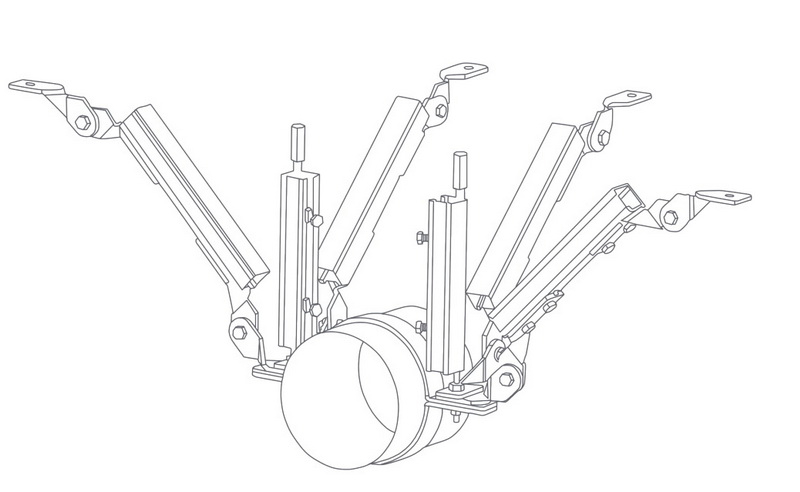 DN200Lateral and Longitudinal Supports of Single Pipe Above